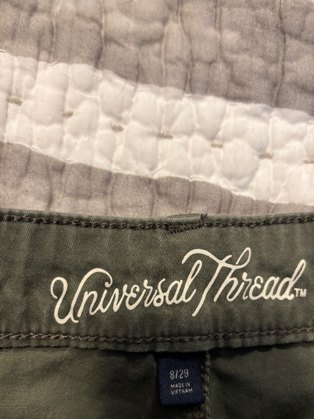 Olive Universal Thread Mid Rise Girlfriend Crop pants with side stripes - Picture 2 of 5